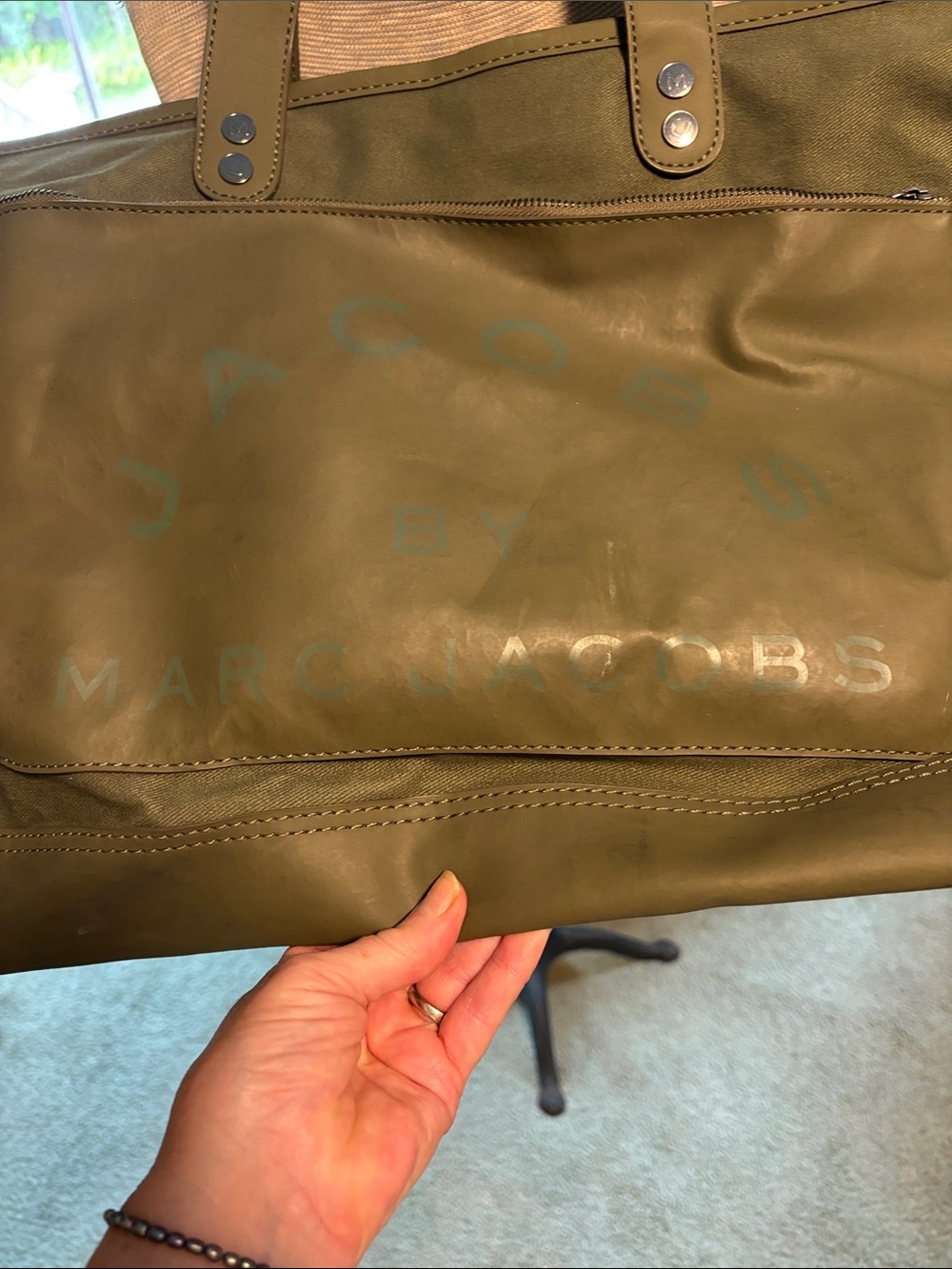 Marc Jacobs Olive Canvas & Leather Trim Weekend Tote - Picture 4 of 11